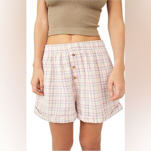 Free People Sunday Morning Boxer in Pink Stripe Combo in Size XS